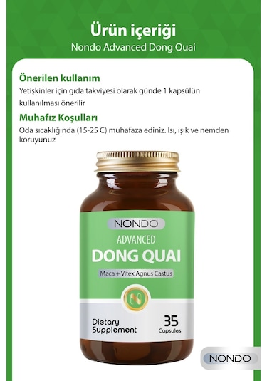 Nondo Advanced Dong Quai With Maca + Vitex Agnus Castus 35 Kapsül