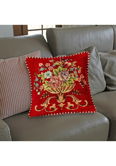 Suntek 48x48cm Makinede Yıkanabilir Dekoratif Yastık Kırmızı Kırmızı