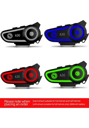 A30 Motosiklet Kask Kulaklık Intercom Işıklı 2 Eşleşme Özellikli