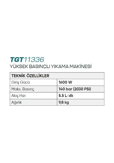 Total Yüksek Basınçlı Yıkama Makinesi 1600 W