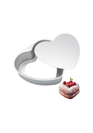İnç Kalp Şeklinde Kek Kalıbı, Alüminyum Kalp Kek Kalıbı Gümüş