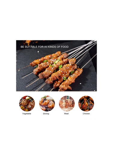 Qingmipy 12 Adet 33.8cm Gümüş Inox Izgara Şişi - Düz Uçlu, Anti-çürümeli, El Tutucu Kanca Tasarımı - Tavuk, Et, Sebze İçin Bbq Aletleri Gümüş