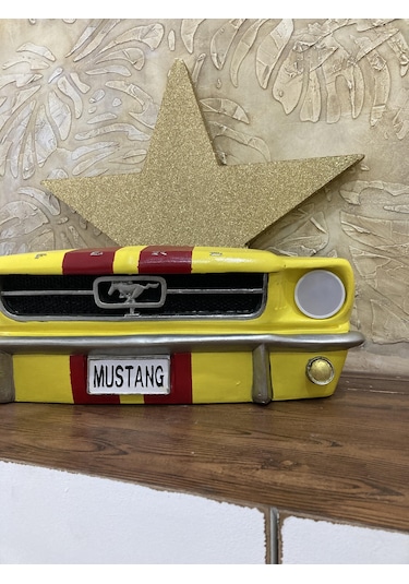 Işıklı Mustang Duvar Obje Araba Sarı Kırmızı