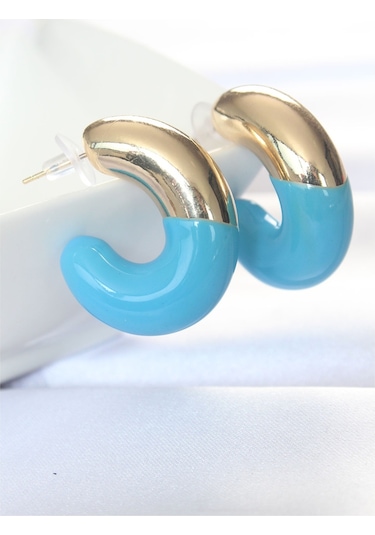 Ezoconcept Ccb Mavi Gold Çift Renk Küpe