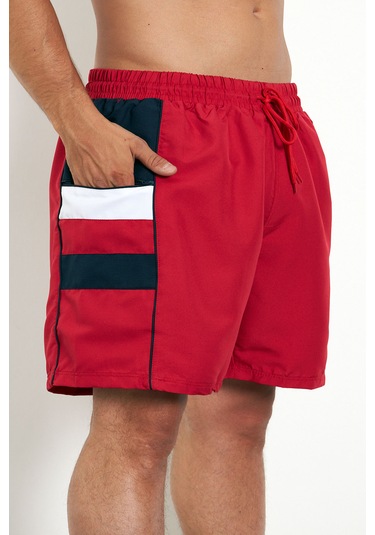 Enrico Ferry Erkek Kırmızı Cepli Büyük Beden Deniz Şortu Edy2517b Kırmızı