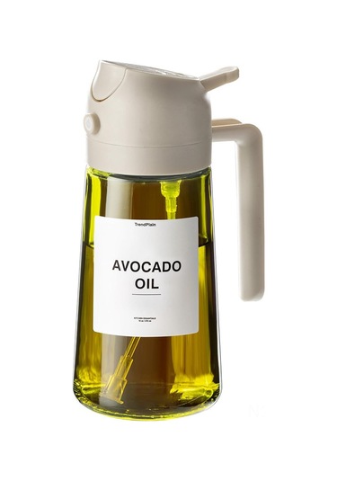 Reedark 470ml Cam Zeytinyağı Dağıtıcı, Sprey Ve Dökme İki Fonksiyonlu, Otomatik Açılışlı, Modern Mutfak Zeytin Yeşili Yağlık Bej Diğer