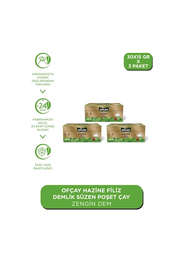Ofçay Hazine Zengindem Demlik Poşet Çay 3'lü 30 x 15 G
