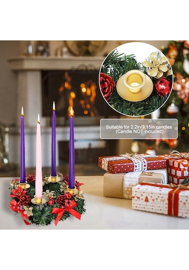 H47436-2 Noel Advent Çelengi 12 Inç Advent Mumluk Halkası Yapay