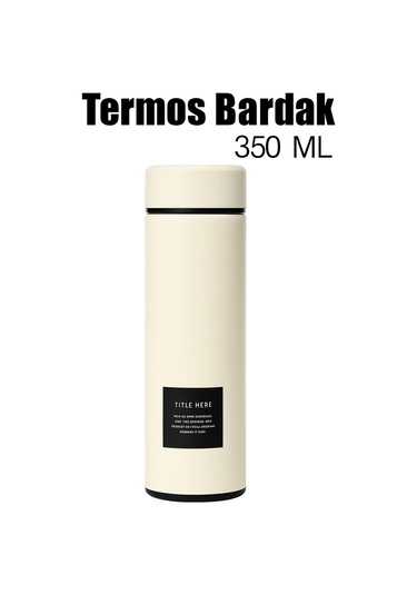 Paslanmaz Çelik Termos Su Şişesi 350ml Vakumlu Kapak Krem İthal Ürün Krem