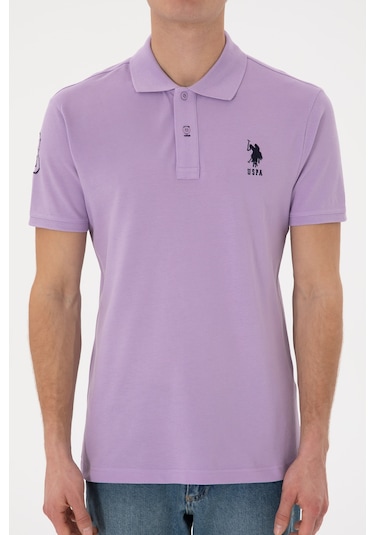 U.S. Polo Assn. Erkek Slim Fit Polo Yaka Lila Basic Tişört 50305929-VR034