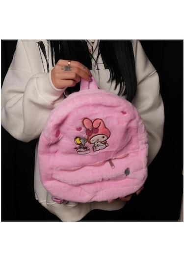 Sanrio Kawai Karrakterleri Kitty -melody -kuromi Peluş Sırt Çantası pembe