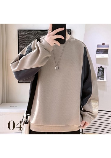 Günlük Yuvarlak Yaka Kazak Yuvarlak Yaka Moda Büyük Beden Erkek Kazak Gri&mavi Gri - Mavi