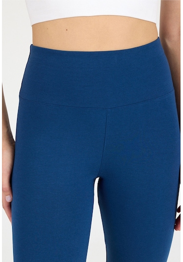 Malabadi Kadın Lacivert Penye Modal Yüksek Bel Spor Kapri Tayt 1909 Lacivert
