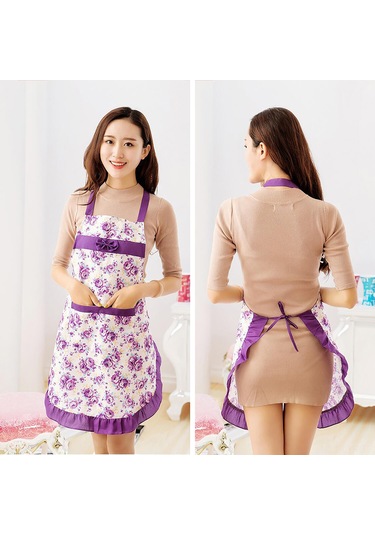 Ranyeek Kahve Rengi Mutfak Apronu, Peskir Dokusu, Yağa Ve Kirlik Dayanıklı, Çiçek Desenli, Askılı Tasarım, Ev Ve Restoran Kullanıma Uygun