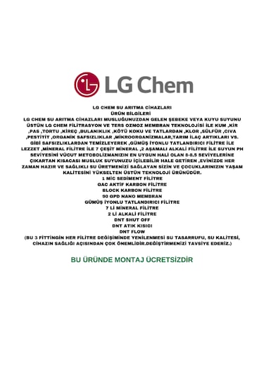 Lg Chem Platınum Montaj Dahil 12 Lt 7 Flt 14 Aşm Su Arıtma Ciha