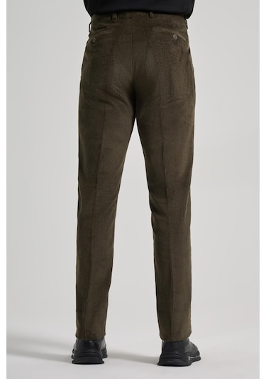 Koyu Haki Pamuklu Yandan Cepli Comfort Fit Kadife Pantolon 1003245160 Koyu Haki