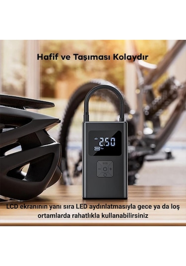 Coofbe 12v Led Işıklı Kablolu Ve Kablosuz Araç Lastik Şişirme Pompası Lastik Şişirme Kompresör Pompası
