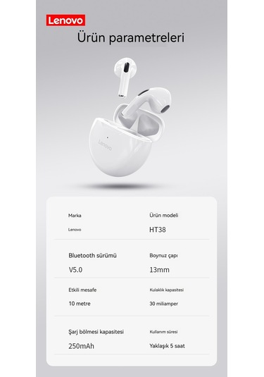 Lıcorıce Lenovo HT38  Kablosuz Bluetooth Kulaklık