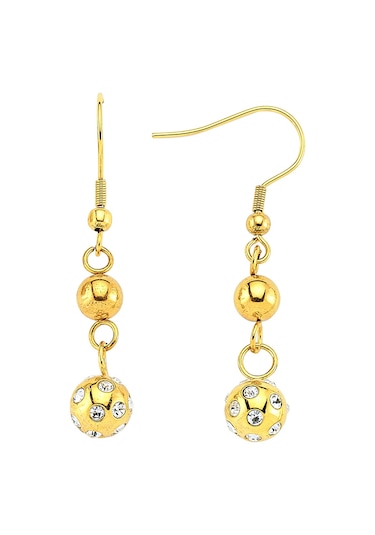 Swarovski Taşlı 316L Çelik Antiallerjik Altın Kaplama Bayan Çelik Küpe N11.1144 Altın