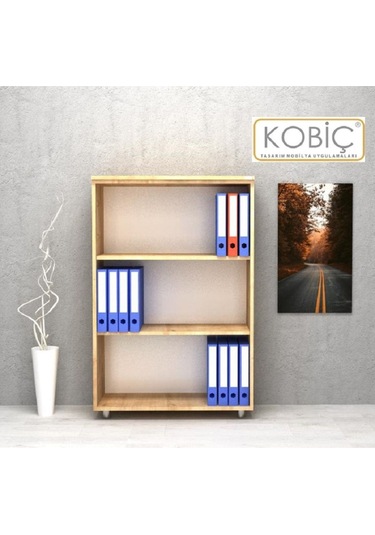 Kobiç Ofis Dosya Dolabı Raflı Suntalam Dolap 70x35x115 Cm Meşe Meşe