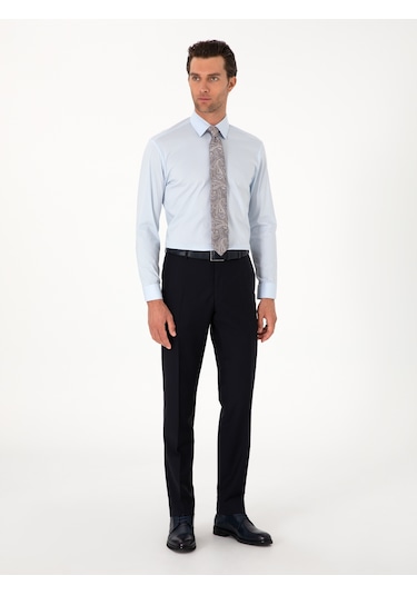 Cacharel Açık Mavi Slim Fit Non Iron Pamuk Karışımlı Klasik Gömlek Denım
