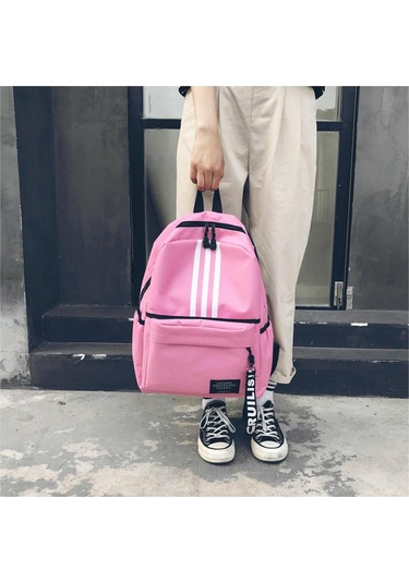 Large Capacity Backpack Student School Bag Travel Backpack Pembe