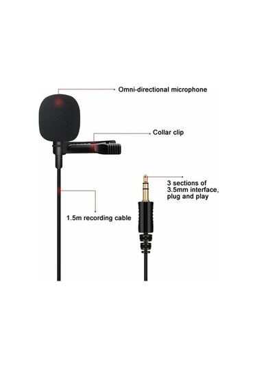 Didadodo Bosphorusboutique Siyah Rode Mikrofonu Kamera İçin Kablosuz, 1.5m Profesyonel Ses Kayıt Kamera Dostu