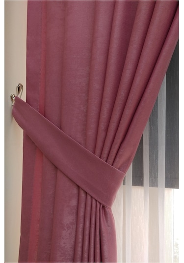 Evdepo Home Pembe Düz Renk Pileli Soft Fon Perde Pile Tek Kanat Pembe
