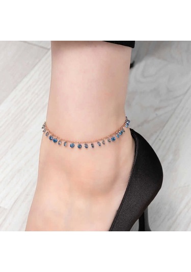 Gümüş Rose Mistik Topaz Taşlı Halhal Çok Renkli