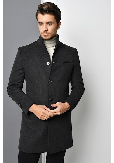 Plt8391 Dewberry Erkek Palto-Antrasit