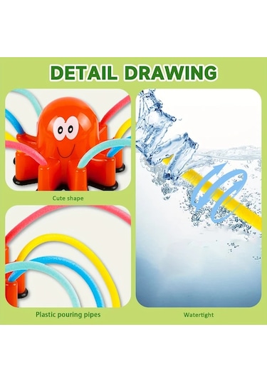 Elmpaly Kırmızı Ahtapot Sulama Sistemi: 8 Renkli Hortum İle Bahçe Oyunu - Hortumla Sulama, Elektriksiz