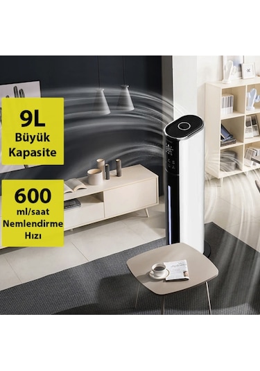 Tüm Ev İçin 9 Litre Büyük Boy Hava Nemlendirici Humidifer Bebek Ve Çocuklar İçin Uv Karbon Hava Temizleme