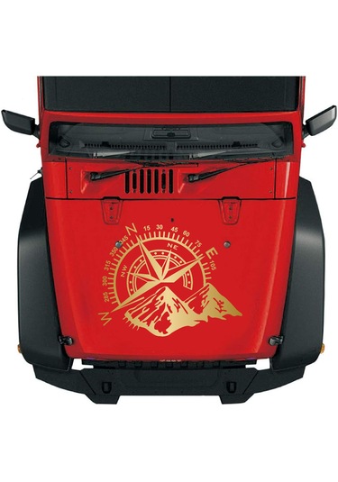 Pusula Ve Dağ Sticker, Off Road Kamp Adventure Kamp Sticker, Araba Oto Karavan Pickup Sticker 02522 15x12 Cm