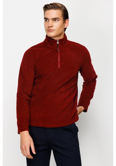 İgs Erkek Bordo Standart Yarım Fermuar Polar Bordo