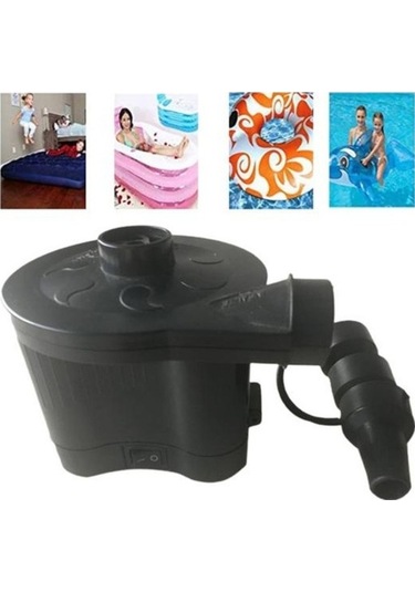 Novahub 4d Pil Hava Pompası - Taşınabilir 3 Nozullu Hava Yatağı Pompası - Siyah - Hızlı Şişirme Hava Yatağı Pompası Siyah