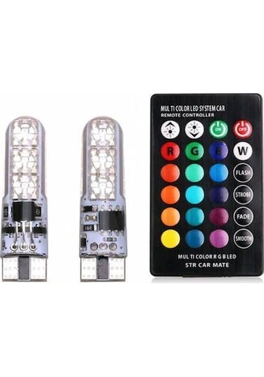 OtoÇizgi Uzaktan Kumandalı Çakar Lamba T10 18 Led Rgb Park Lambası 2 Adet OtoÇizgi