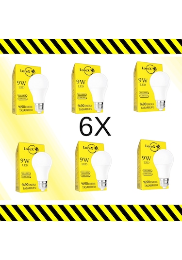Lorex 9w Beyaz Işık Led Ampul 6adet
