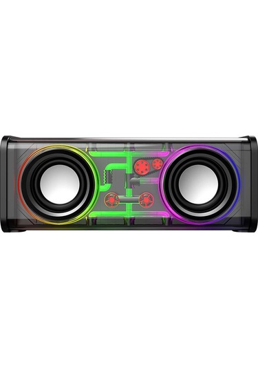 V8 Şeffaf Mecha Mini Bluetooth Hoparlör Subwoofer'lı