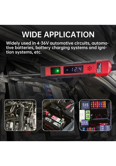 Xuweiwei Ns 870 4 36v Dc Otomotiv Devre Test Cihazi Lcd Dijital Voltmetre Polarite Gostergeli Aydinlatmali 141 7 Yayli Tel Asiri Voltaj Bip