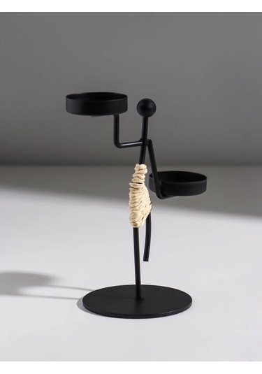 Simalend Mum İçin Metal Figürlü Şamdan 458077851 Siyah