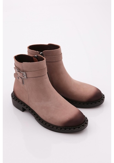 Dgn 050 Kadin Yani Kemerli Klasik Bot 050-2495-R1908 Vizon Nubuk