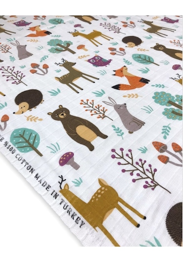 110 X 110 Cm Çok Amaçlı Bebek Müslin Örtü Battaniye Doğa 3 Adet Çok Renkli