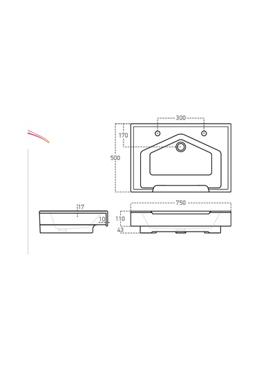 Seramik Kuaför Lavabosu 75 Cm Beyaz Erkek Kare Lavabo Beyaz