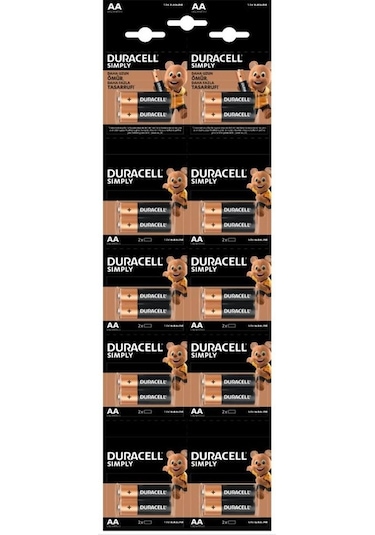 Duracell Alkalin Kalem Pil Aa 20 Li Kartela