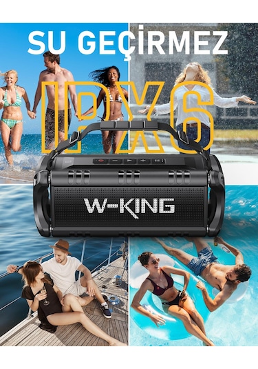 W-kıng D8-1 Bluetooth Hoparlör, 90w Ultra Bass Boombox, 40 Saat Çalma Süresi, Ipx6 Suya Dayanıklı, K