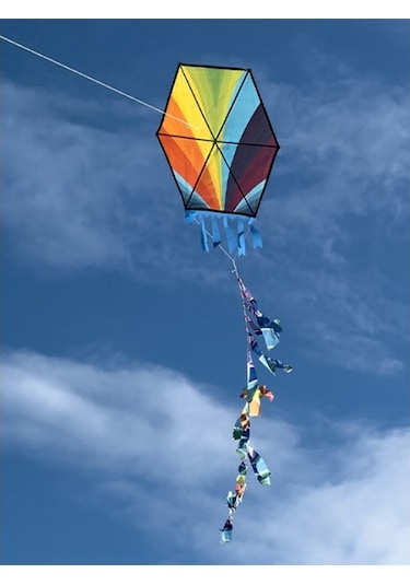 Kumaş Çerçeveli Altıgen Uçurtma - Rengarenk