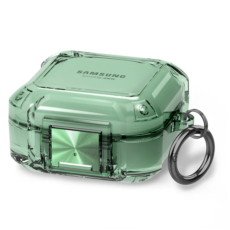 Samsung Galaxy Buds Core Uyumlu Transparan Tank Kılıf +kanca 1.kalite Açık Yeşil