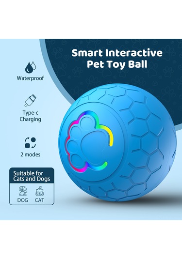 Geekyou Evcil Hayvanlar İçin Akıllı Işıklı Zıplayıcı Top - Sarı, Ip54 Su Geçirmez, 4 Saat Çalışma Süresi, Abs+tpu Malzeme