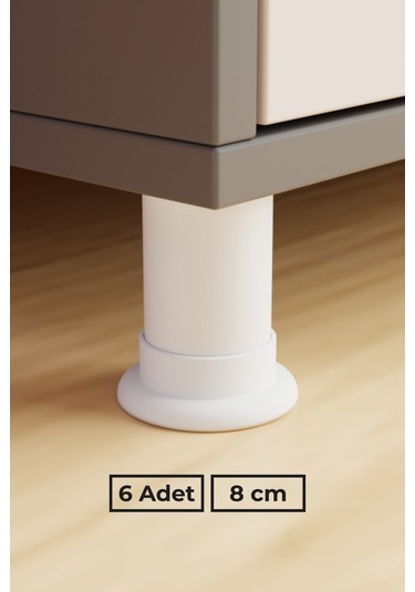 Beyaz 8 Cm 6 Lı Mobilya Koltuk Baza Masa Ofis Dolap Ayağı Ayakları Dayanıklı Modern Tasarım Gzm Beyaz 8 Cm
