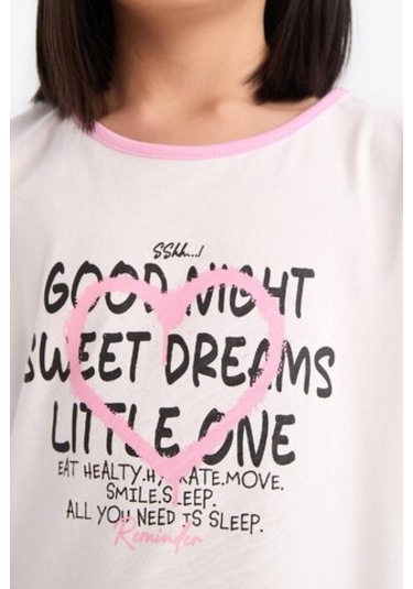 DeFacto Kız Çocuk Pijama Takımı Baskılı Kısa Kollu Üst Beli Lastikli Uzun Alt E2220A825SMER85 Ekru DeFacto Kız Çocuk Pijama Takımı Baskılı Kısa Kollu Üst Beli Lastikli Uzun Alt E2220A825SMER85 Ekru